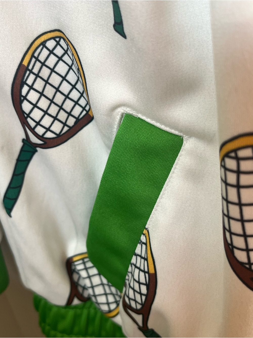 Mini Rodini Tennis Racket Track Jacket Green Cream - Picture 7 of 9